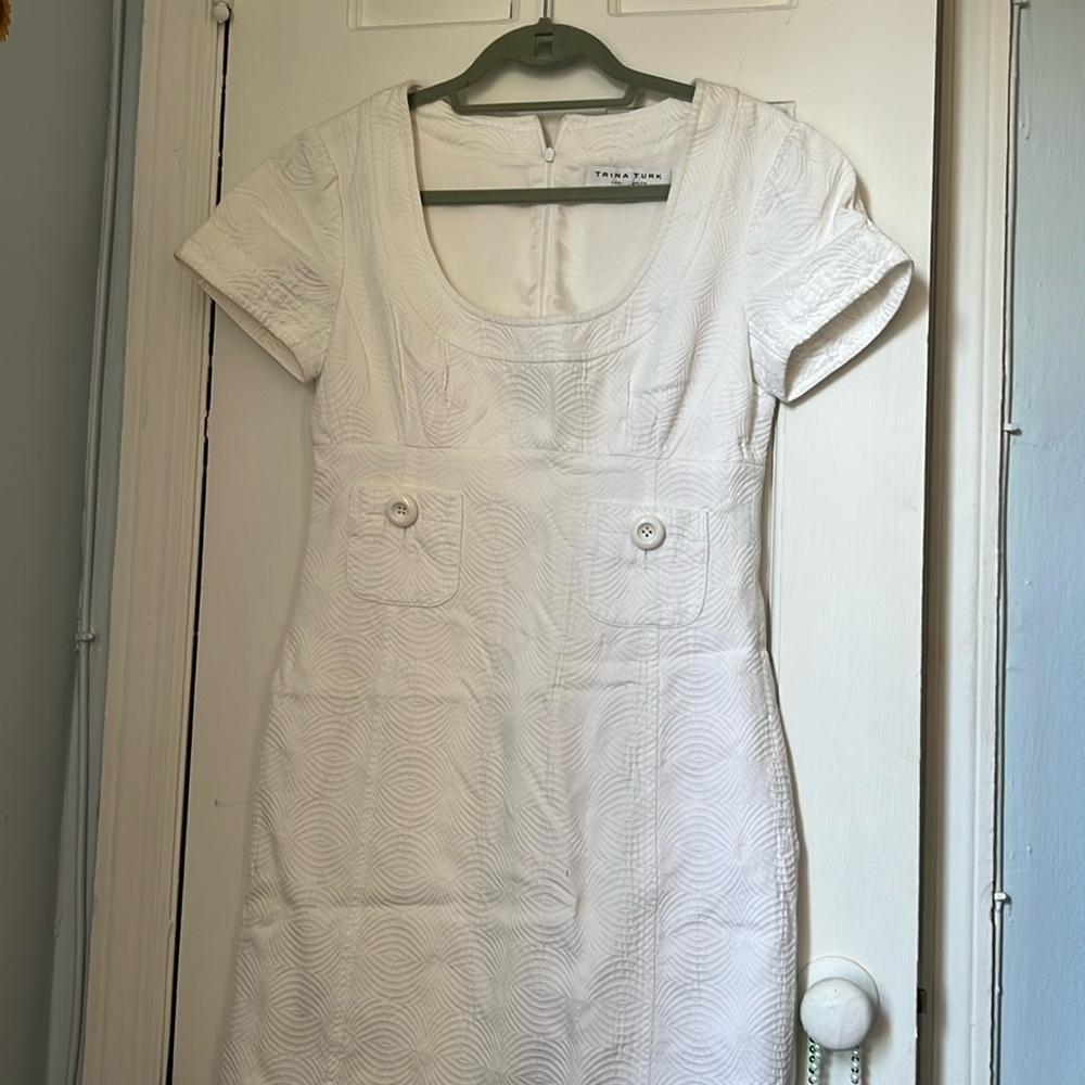 White knee length cotton dress Trina Turk